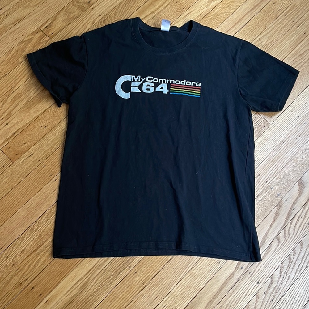 Commodore 64 Graphic T-Shirt Black Retro Computer Tee Size L
